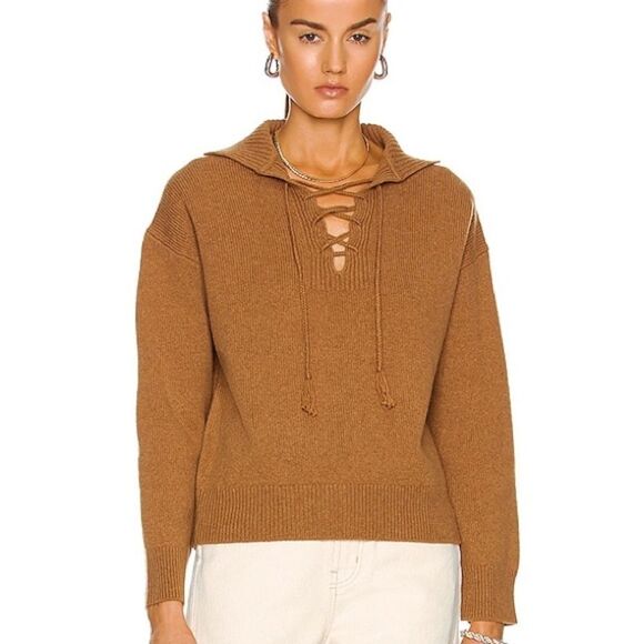 NEW Nili Lotan Gloria Cognac Camel Tan Soft 100% Wool Sweater Size S - Picture 4 of 9